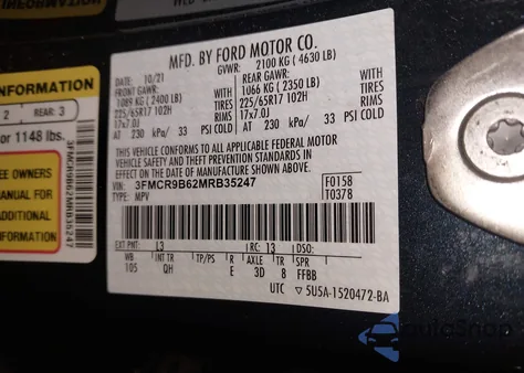 2021 Ford Bronco Sport Big Bend from USA, damaged, VIN 3FMCR9B62MRB35247